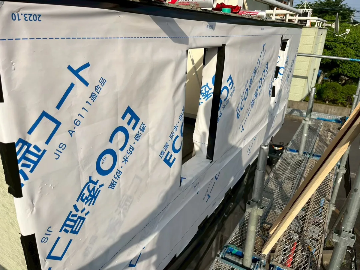 久喜の建物|外壁改修 防水紙の施工 5